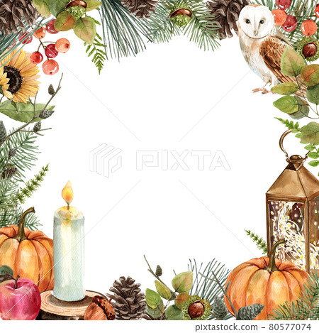 Autumn Frame watercolor 80577074