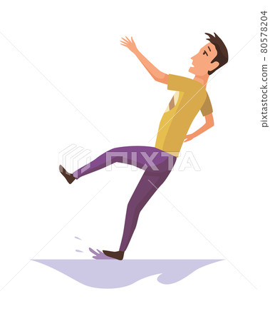 Falling man. Falling down people because of slipping, accident. Young men dangerous accident. Slippery, danger, risk. Bad luck, misfortune, fiasco. Business failure, company crash concept Falling man. Falling down people because of slipping, accident. Young men dangerous accident. Slippery, danger, risk. Bad luck, misfortune, fiasco. Business failure, company crash concept 80578204
