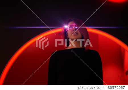 Cyber girl. Beautiful young woman, futuristic style. Cyber girl. Beautiful young woman, futuristic style. 80579067