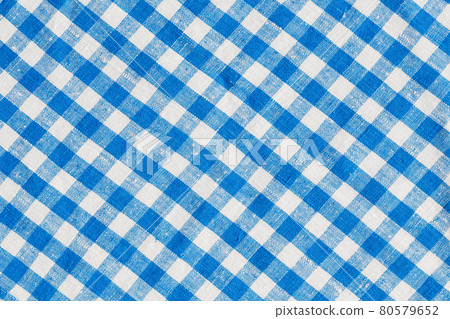 Natural Plaid Fabric Abstract Background Texture, Blue And White Colors 80579652