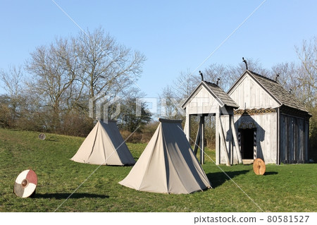 Viking stave church of Moesgaard in Denmark Viking stave church of Moesgaard in Denmark 80581527