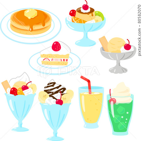 Illustration set of dessert menu in coffee shop - Stock Illustration ...