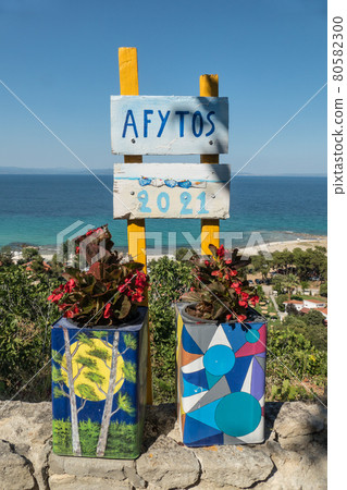 Greece, Afytos, Street Art 2021 facing the sea 80582300