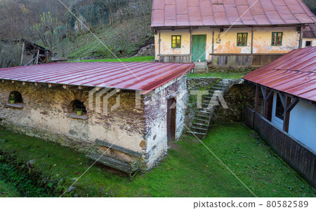 Old houses in The Spania Dolina village, Slovakia. 80582589