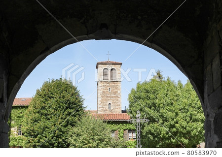 View of the village of Sainte-Croix-en-Jarez in France 80583970