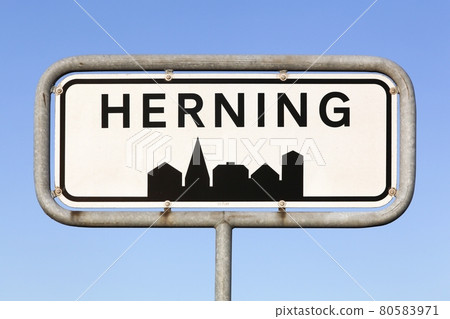 Herning city road sign in Denmark Herning city road sign in Denmark 80583971