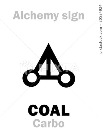 Alchemy Alphabet: COAL / CHARCOAL (Carbo, Carbon), prehistoric black rock, composed of carbon (and impurities) and burned for fuel. Chemical formula=[C]+impurities. 80584924