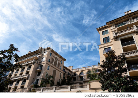 Storey buildings exterior in city street in USA, architecture Storey buildings exterior in city street in USA, architecture 80588662