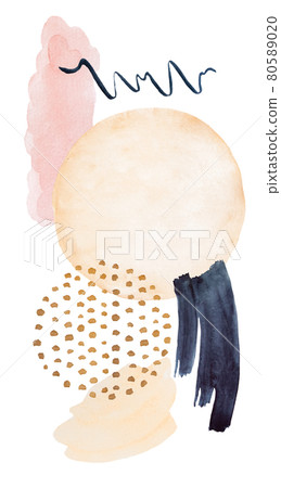 Watercolor dark blue and beige painted Abstract elements Watercolor dark blue and beige painted Abstract elements 80589020