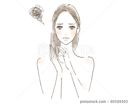 Women suffering from hair care Dry and damaged hair 80589303