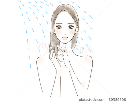Women who wash their hair have trouble with their faces 80589308
