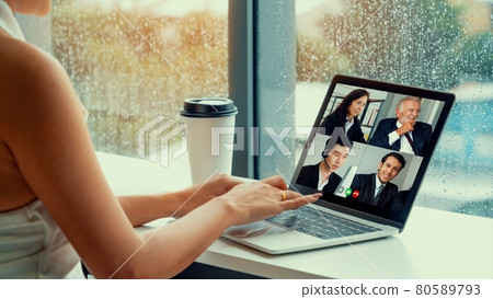 Video call business people meeting on virtual workplace or remote office Video call business people meeting on virtual workplace or remote office 80589793
