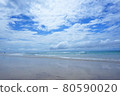 Blue sky reflecting on the sandy beach 80590020