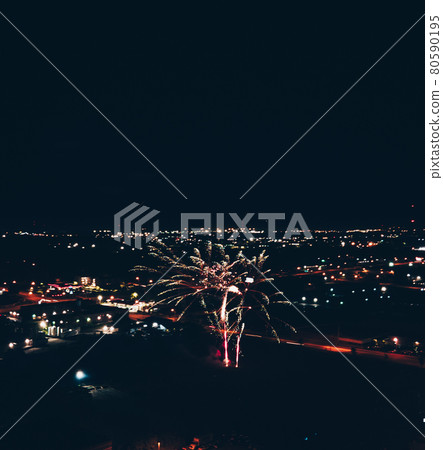 A bird's-eye view of the night city. 80590195