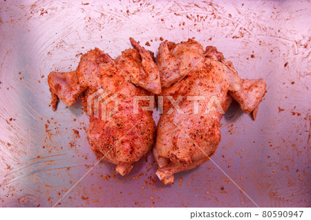Chicken tobacco appetizing carcasses for cooking in the oven Chicken tobacco appetizing carcasses for cooking in the oven 80590947