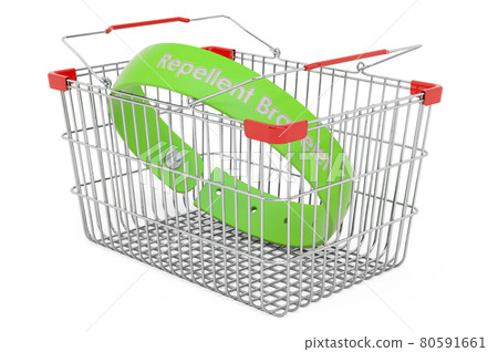 Shopping basket with anti-mosquito bracelet. 3D rendering 80591661