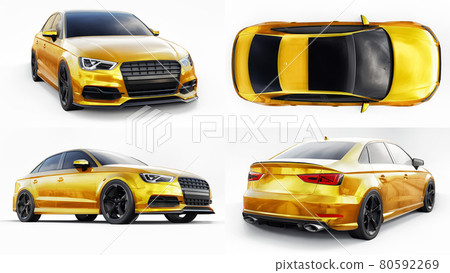 3d illustration. Super fast sports car on a white background. Body shape sedan. Tuning is a version of an ordinary family car. 3d rendering. 3d illustration. Super fast sports car on a white background. Body shape sedan. Tuning is a version of an ordinary family car. 3d rendering. 80592269