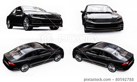 3d illustration. 3d rendering of a brandless generic car in a white studio environment. 80592788