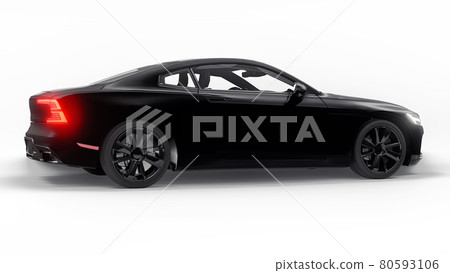 Concept car sports premium coupe. Plug-in hybrid. Technologies of eco-friendly transport. Black car on white background. 3d rendering. Concept car sports premium coupe. Plug-in hybrid. Technologies of eco-friendly transport. Black car on white background. 3d rendering. 80593106