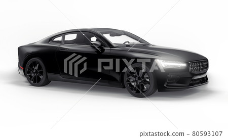Concept car sports premium coupe. Plug-in hybrid. Technologies of eco-friendly transport. Black car on white background. 3d rendering. Concept car sports premium coupe. Plug-in hybrid. Technologies of eco-friendly transport. Black car on white background. 3d rendering. 80593107