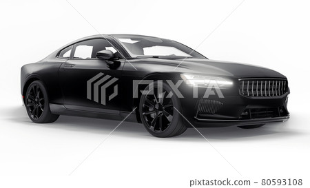 Concept car sports premium coupe. Plug-in hybrid. Technologies of eco-friendly transport. Black car on white background. 3d rendering. Concept car sports premium coupe. Plug-in hybrid. Technologies of eco-friendly transport. Black car on white background. 3d rendering. 80593108