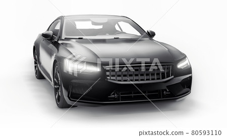 Concept car sports premium coupe. Plug-in hybrid. Technologies of eco-friendly transport. Black car on white background. 3d rendering. Concept car sports premium coupe. Plug-in hybrid. Technologies of eco-friendly transport. Black car on white background. 3d rendering. 80593110