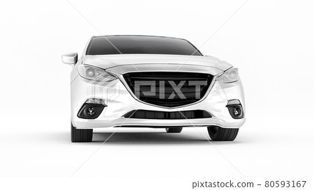White city car with blank surface for your creative design. 3D rendering. 80593167