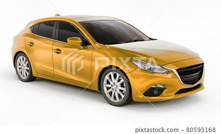 Yellow city car with blank surface for your creative design. 3D rendering. 80593168