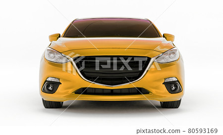 Yellow city car with blank surface for your creative design. 3D rendering. 80593169