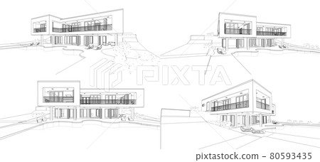 3d modern house, on white background. 3d illustration. 80593435