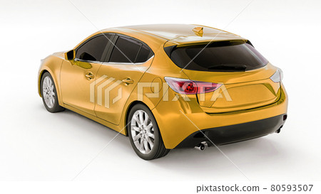 Yellow city car with blank surface for your creative design. 3D rendering. 80593507
