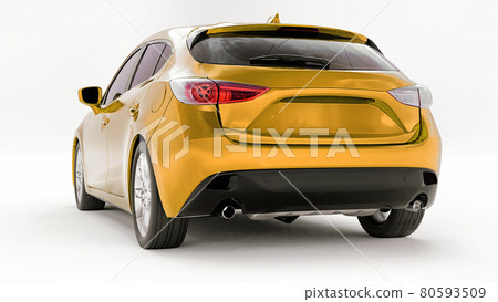 Yellow city car with blank surface for your creative design. 3D rendering. 80593509