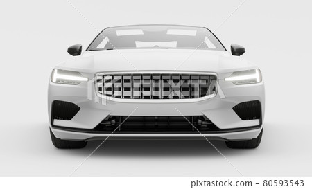 Concept car sports premium coupe. Plug-in hybrid. Technologies of eco-friendly transport. White car on white background. 3d rendering. Concept car sports premium coupe. Plug-in hybrid. Technologies of eco-friendly transport. White car on white background. 3d rendering. 80593543