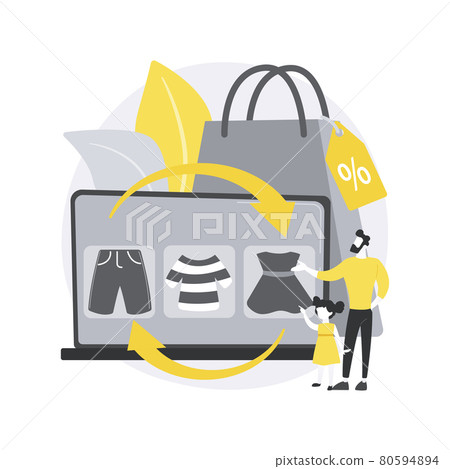 Baby clothes trade-in abstract concept vector illustration. Baby clothes trade-in abstract concept vector illustration. 80594894
