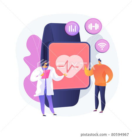 Heart rate on smartwatch vector concept metaphor Heart rate on smartwatch vector concept metaphor 80594967