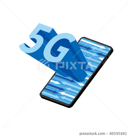5G characters popping out and smartphones 80595891