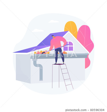 Gutter cleaning abstract concept vector illustration. 80596304