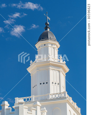 Sunny exterior view of the St. George Utah Temple 80596823