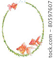 Goldfish and aquatic plant decorative frame 80597607