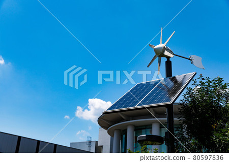 Solar power solar panels and wind power generators Solar power solar panels and wind power generators 80597836