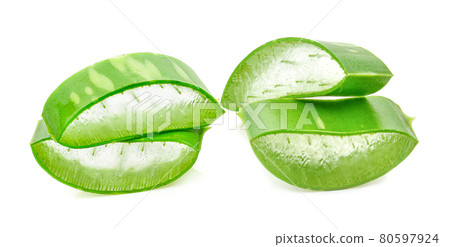 Aloe vera slice on white background Aloe vera slice on white background 80597924