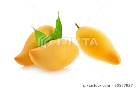 Ripe mango on white background Ripe mango on white background 80597927