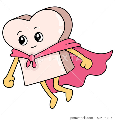 white bread wearing superhero cloak has good nutrition, doodle icon image kawaii white bread wearing superhero cloak has good nutrition, doodle icon image kawaii 80598707