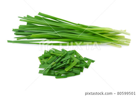 Chinese chives, Garlic chives isolated on white background Chinese chives, Garlic chives isolated on white background 80599501