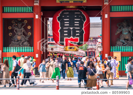 日本東京城市景觀 超過 4,000 ... 可怕的東京 4058 人。奧運瘋狂，淺草寺人多=7月31日 80599903
