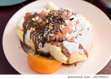 Fluffy chocolate banana pancake Fluffy chocolate banana pancake 80599922