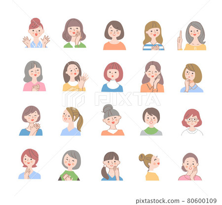 設置各種微笑的婦女 設置各種微笑的婦女 80600109