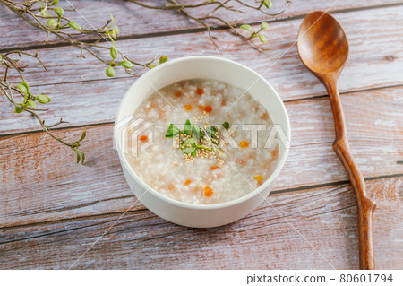 Korean food beef porridge in white bowl 80601794