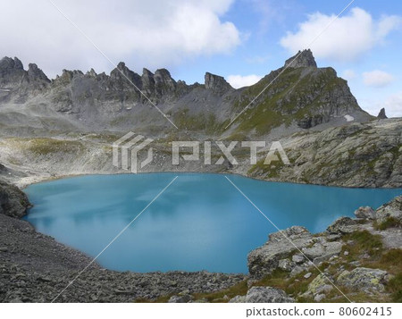 Rocky mountains and lakes in Pizol, St. Gallen, eastern Switzerland Rocky mountains and lakes in Pizol, St. Gallen, eastern Switzerland 80602415