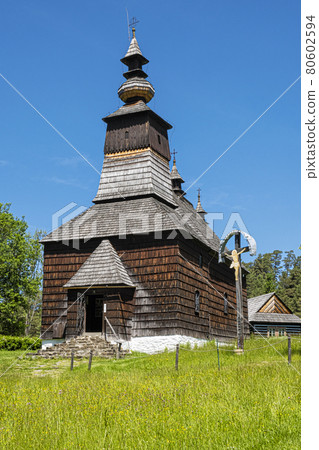 Wooden church, open-air museum in Stara Lubovna, Slovakia Wooden church, open-air museum in Stara Lubovna, Slovakia 80602594